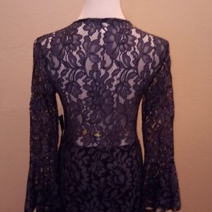 Long sleeve blue lace dress